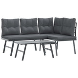 Ensemble de bancs de jardin avec coussins 3 pcs noir