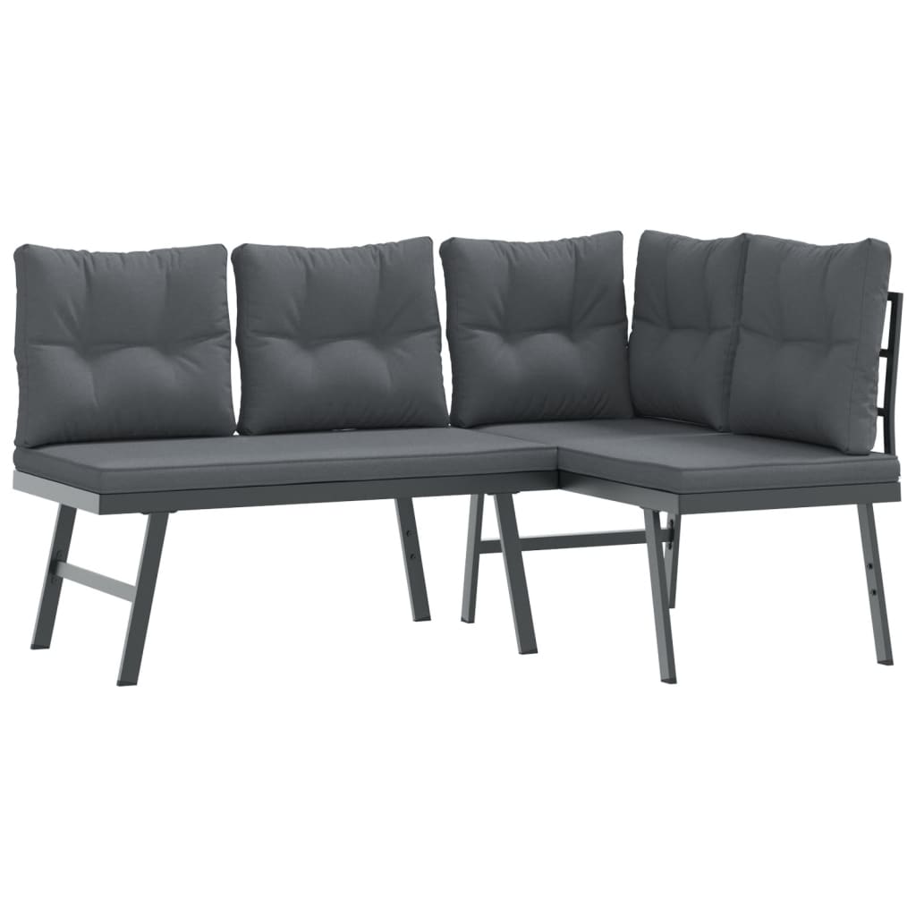 Ensemble de bancs de jardin avec coussins 3 pcs noir