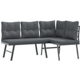 Ensemble de bancs de jardin avec coussins 3 pcs noir