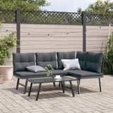 Ensemble de bancs de jardin avec coussins 3 pcs noir