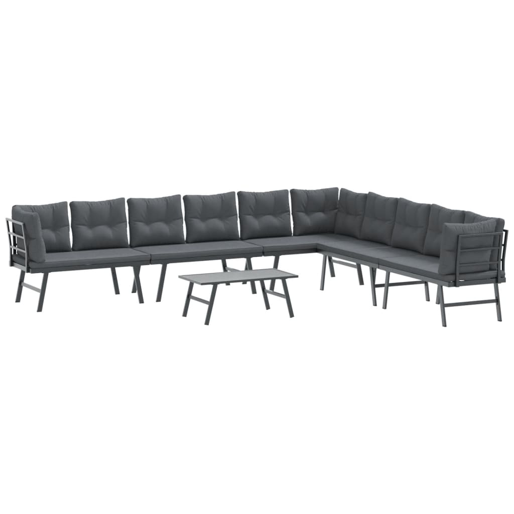 Ensemble de bancs de jardin avec coussins 5 pcs noir