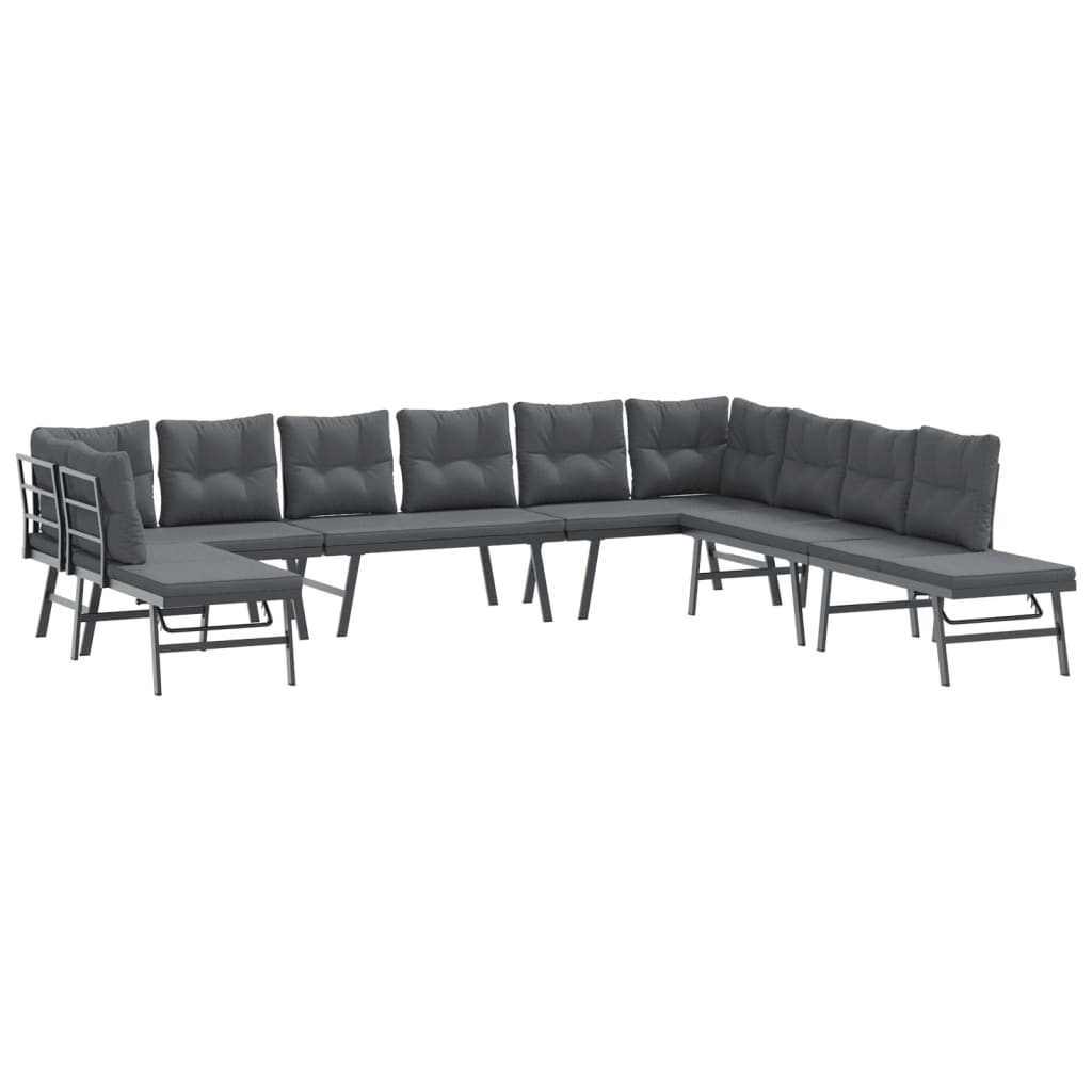 Ensemble de bancs de jardin avec coussins 7 pcs noir