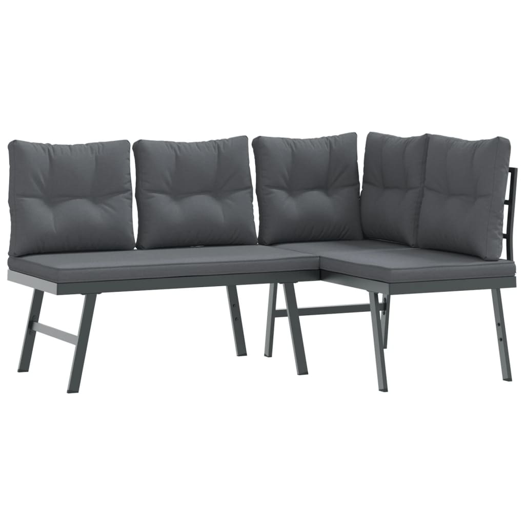 Ensemble de bancs de jardin avec coussins 7 pcs noir