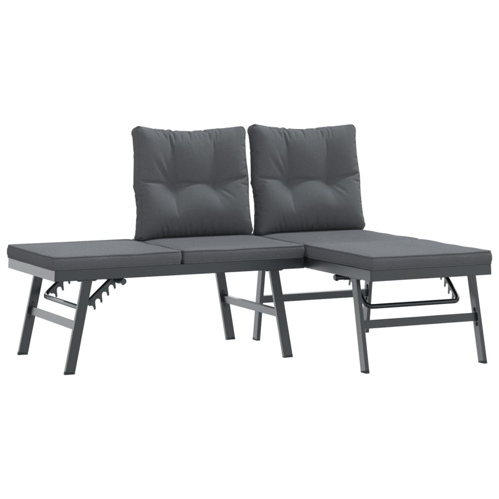 Ensemble de bancs de jardin avec coussins 7 pcs noir