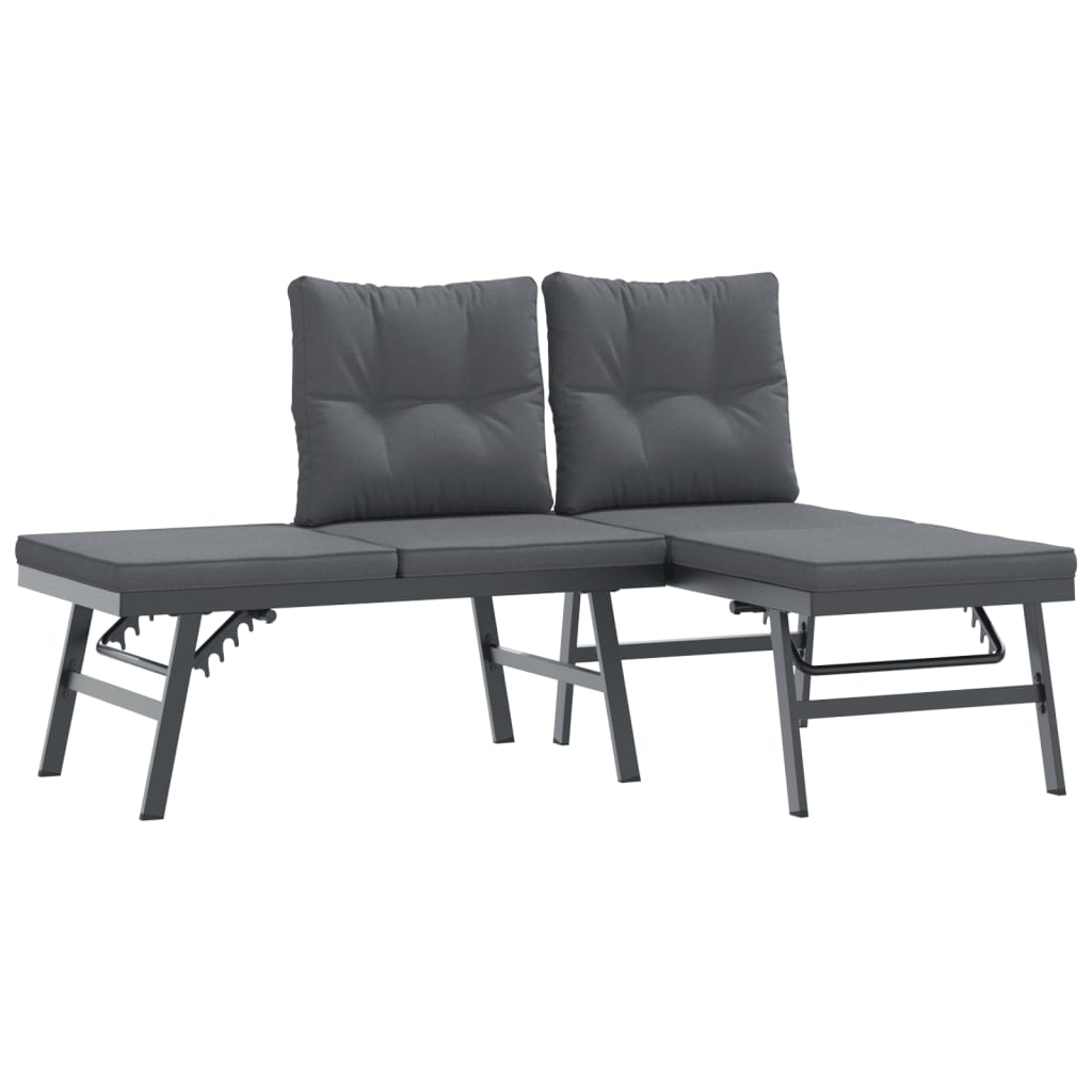 Ensemble de bancs de jardin avec coussins 9 pcs noir