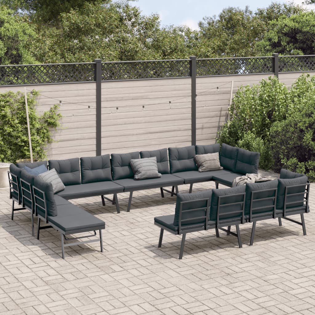 Bancs de jardin avec coussins lot de 8 acier enduit de poudre