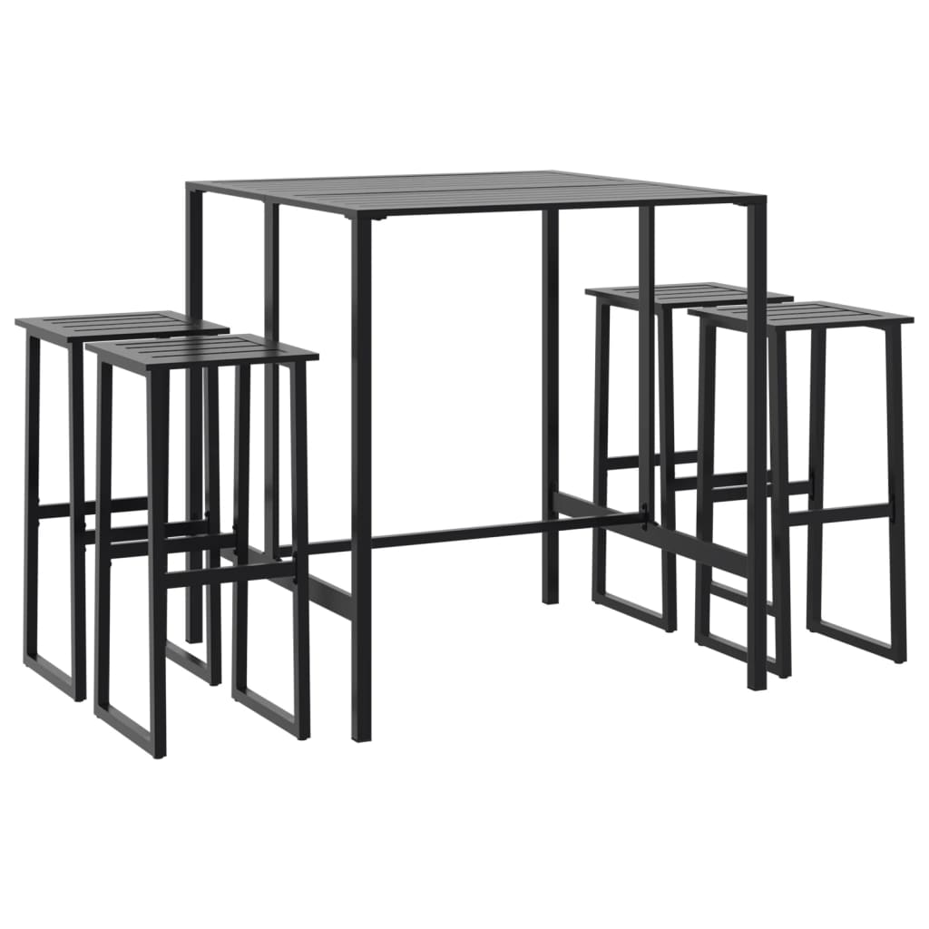 Ensemble de bar de jardin 5 pcs noir acier enduit de poudre