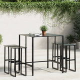 Ensemble de bar de jardin 5 pcs noir acier enduit de poudre