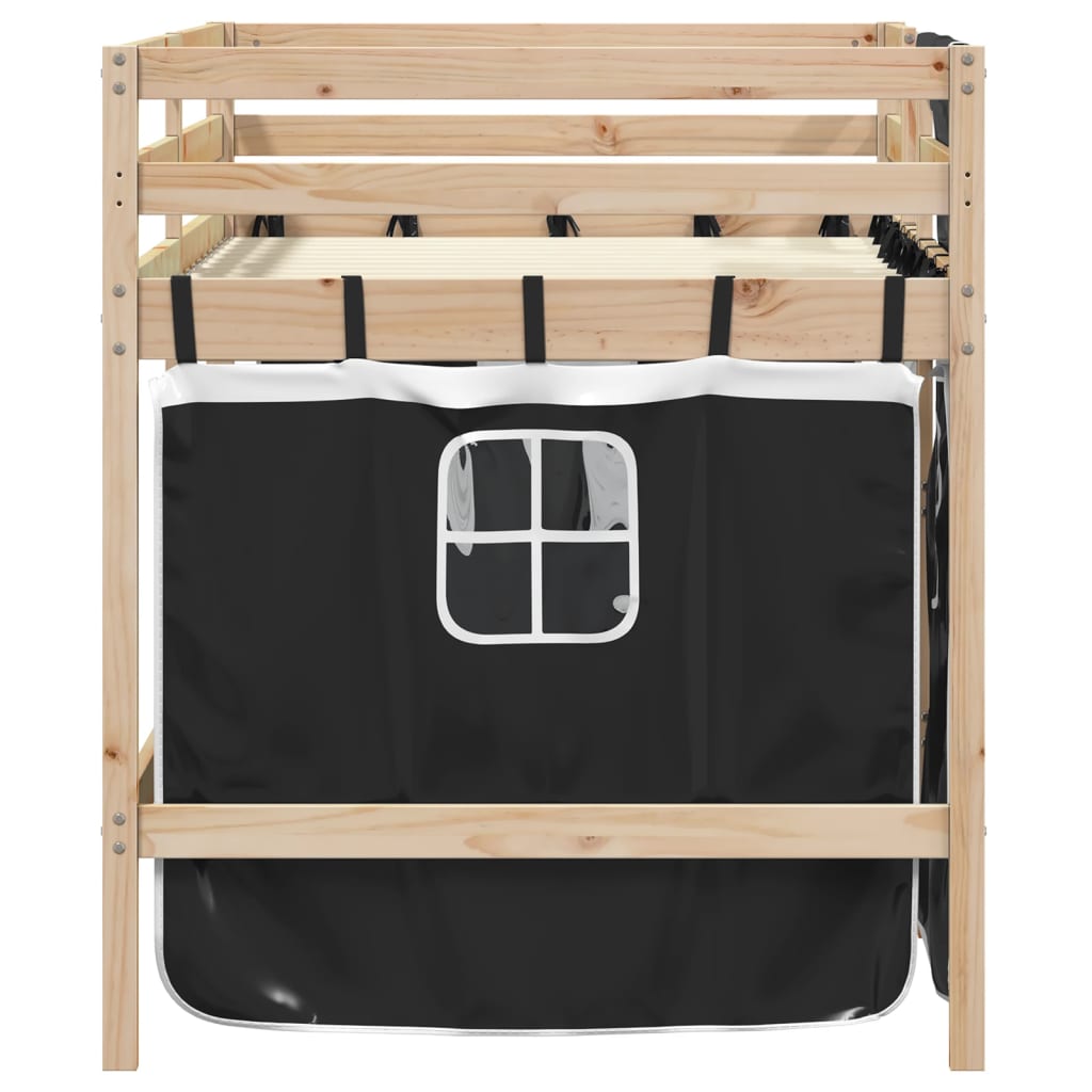 Lit mezzanine pour enfants avec rideaux sans matelas 80x200 cm