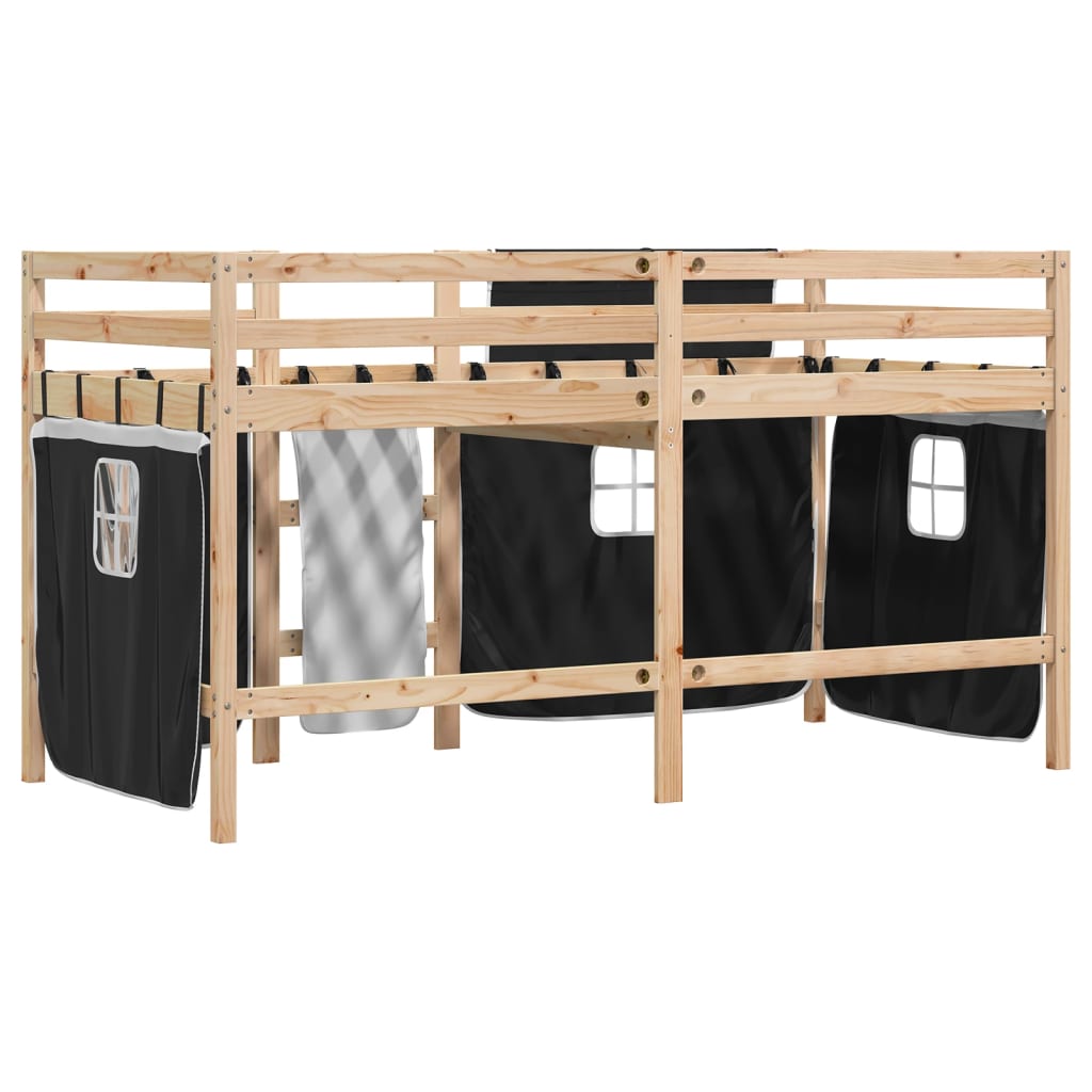 Lit mezzanine pour enfants avec rideaux sans matelas 80x200 cm