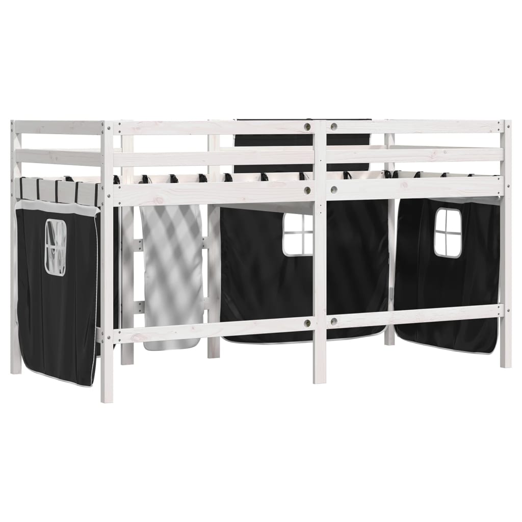 Lit mezzanine pour enfants avec rideaux sans matelas 80x200 cm