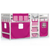 Lit mezzanine enfants avec rideaux sans matelas rose 80x200cm