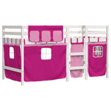 Lit mezzanine enfants avec rideaux sans matelas rose 80x200cm