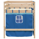 Lit mezzanine enfants avec rideaux sans matelas bleu 90x200cm