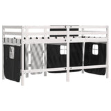 Lit mezzanine enfants avec rideaux sans matelas 90x190 cm