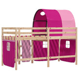 Lit mezzanine enfants avec tunnel sans matelas rose 80x200 cm