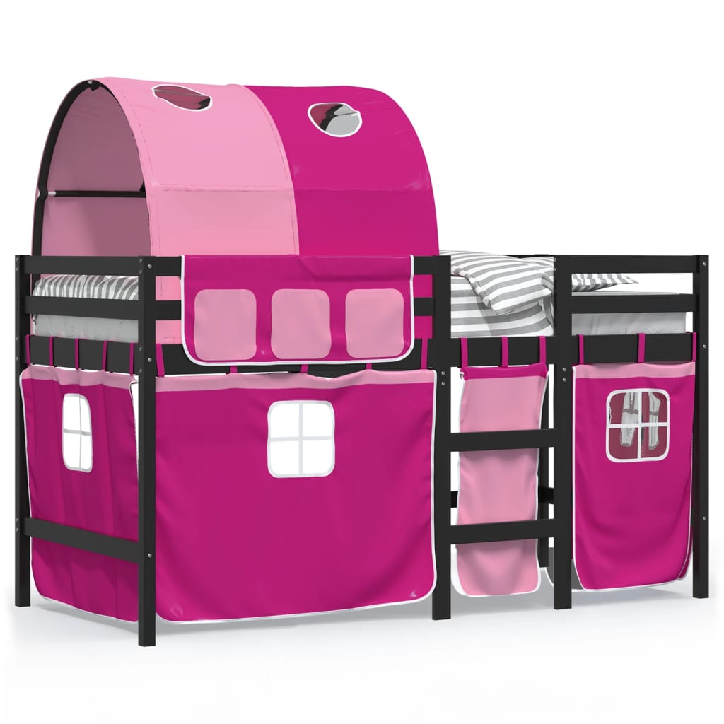 Children's loft bed with tunnel without mattress pink 90x200 cm