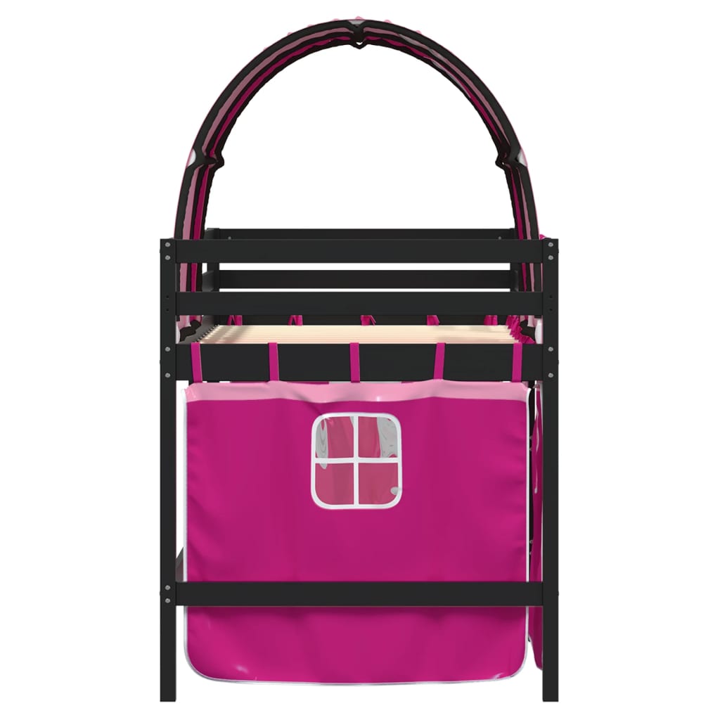 Children's loft bed with tunnel without mattress pink 90x200 cm