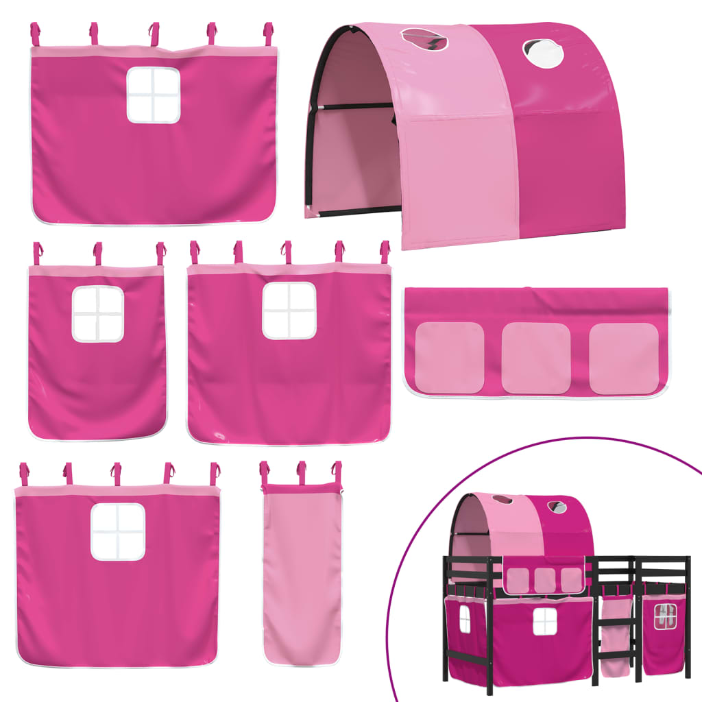 Children's loft bed with tunnel without mattress pink 90x200 cm