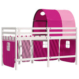 Lit mezzanine enfants avec tunnel sans matelas rose 90x190 cm