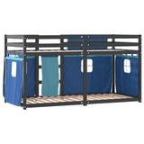 Lit superposé sans matelas bleu 90x200 cm bois de pin massif