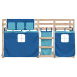 Lit superposé sans matelas bleu 80x200 cm bois de pin massif