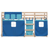 Lit superposé sans matelas bleu 75x190 cm bois de pin massif