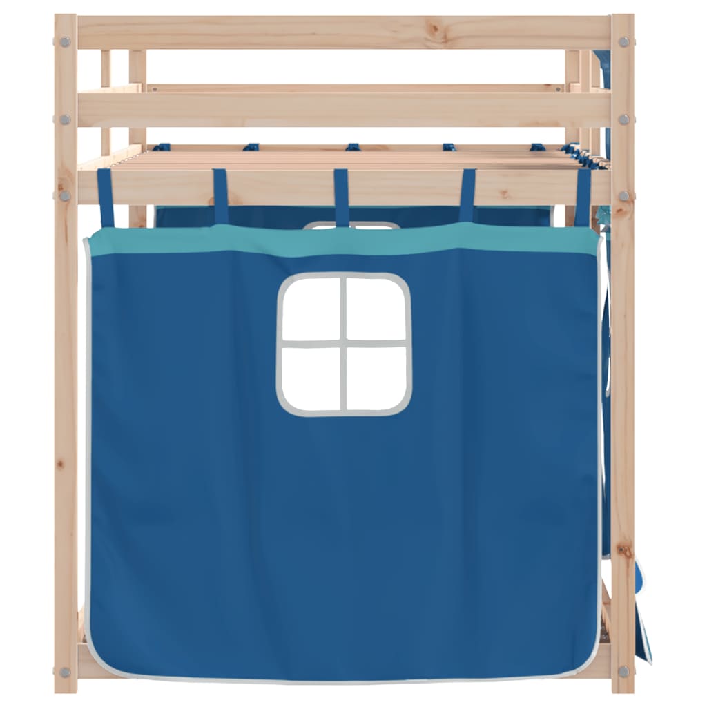 Lit superposé sans matelas bleu 75x190 cm bois de pin massif