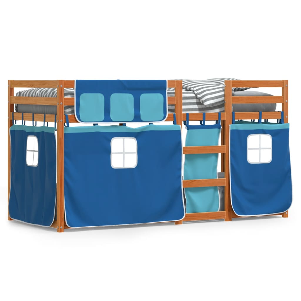 Lit superposé sans matelas bleu 80x200 cm bois de pin massif