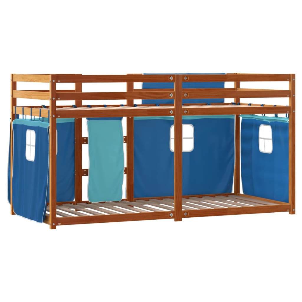 Lit superposé sans matelas bleu 80x200 cm bois de pin massif