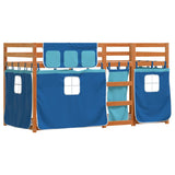 Lit superposé sans matelas bleu 75x190 cm bois de pin massif