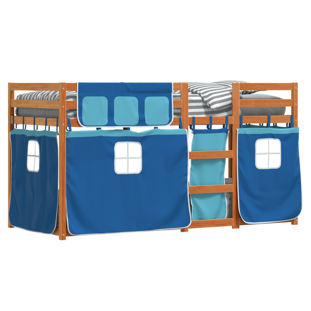 Lit superposé sans matelas bleu 75x190 cm bois de pin massif