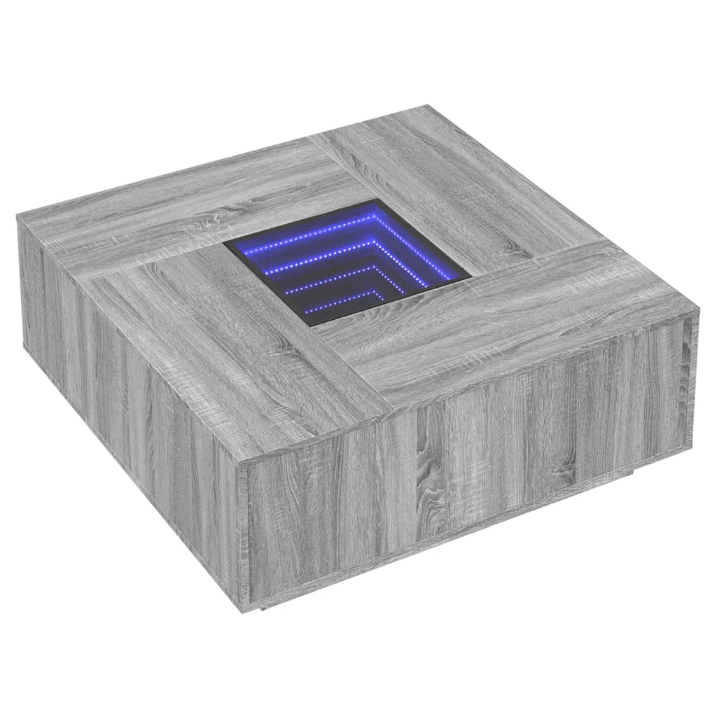 Table basse avec LED infini sonoma gris 100x100x40 cm