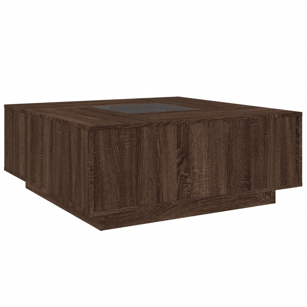 Table basse avec LED infini chêne marron 100x100x40 cm