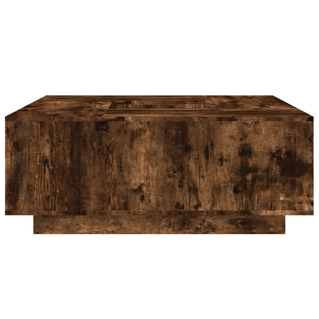 Table basse chêne fumé 100x100x40 cm bois d'ingénierie