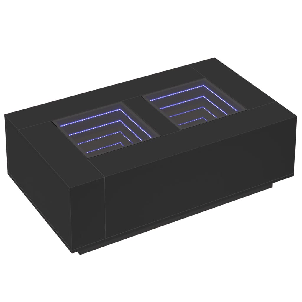 Table basse avec LED infini noir 116x69x40 cm