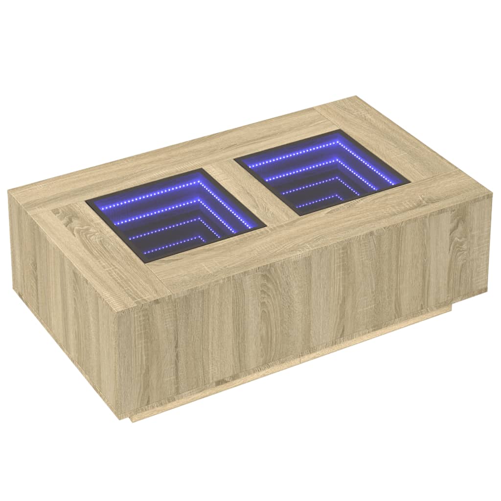 Table basse avec LED infini chêne sonoma 116x69x40 cm