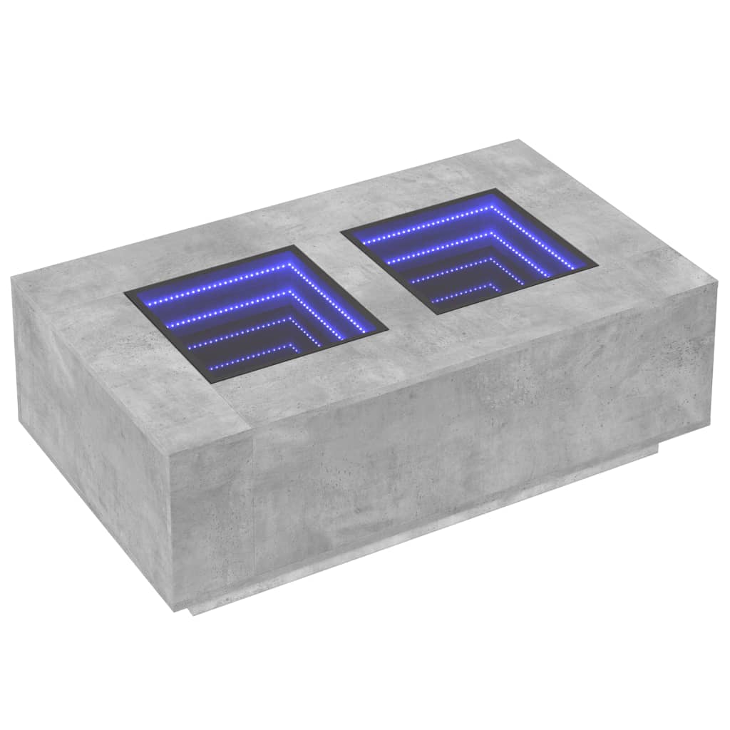 Table basse avec LED infini gris béton 116x69x40 cm