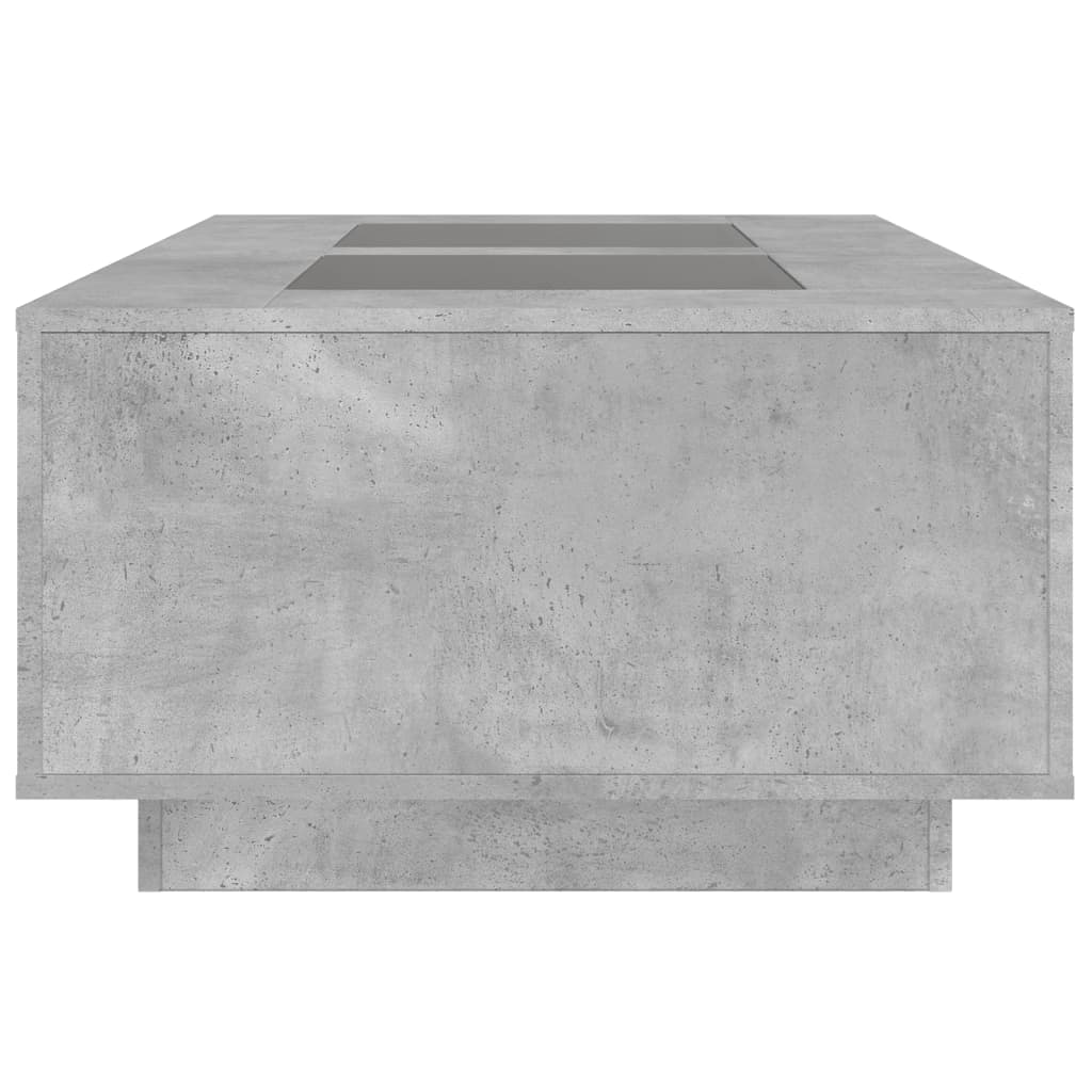 Table basse avec LED infini gris béton 116x69x40 cm