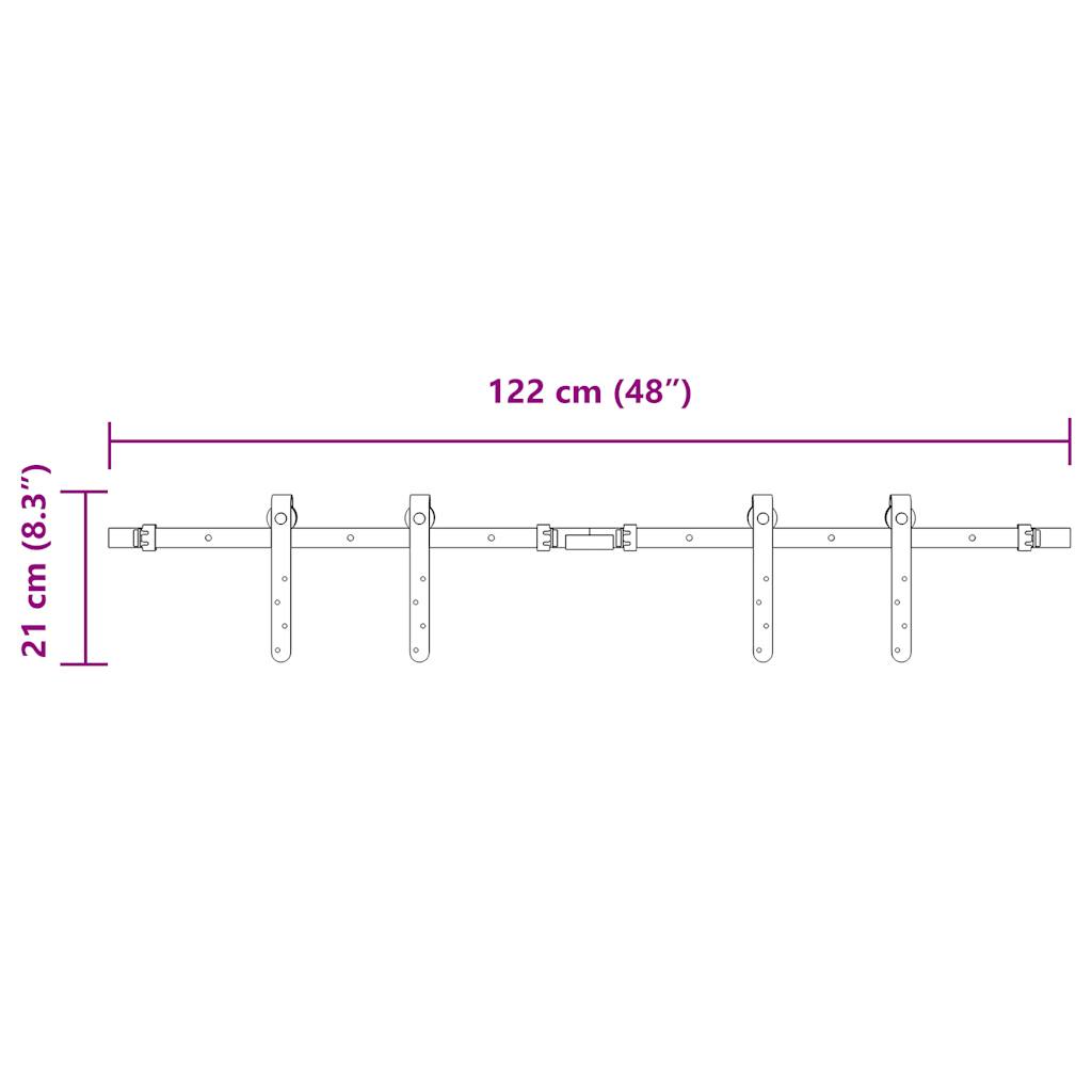 Kit de porte d'armoire coulissante 122 cm acier au carbone