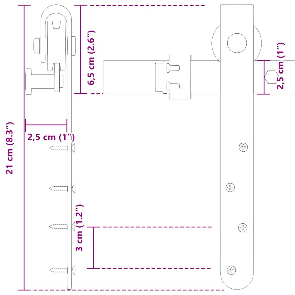 Kit de porte d'armoire coulissante 122 cm acier au carbone