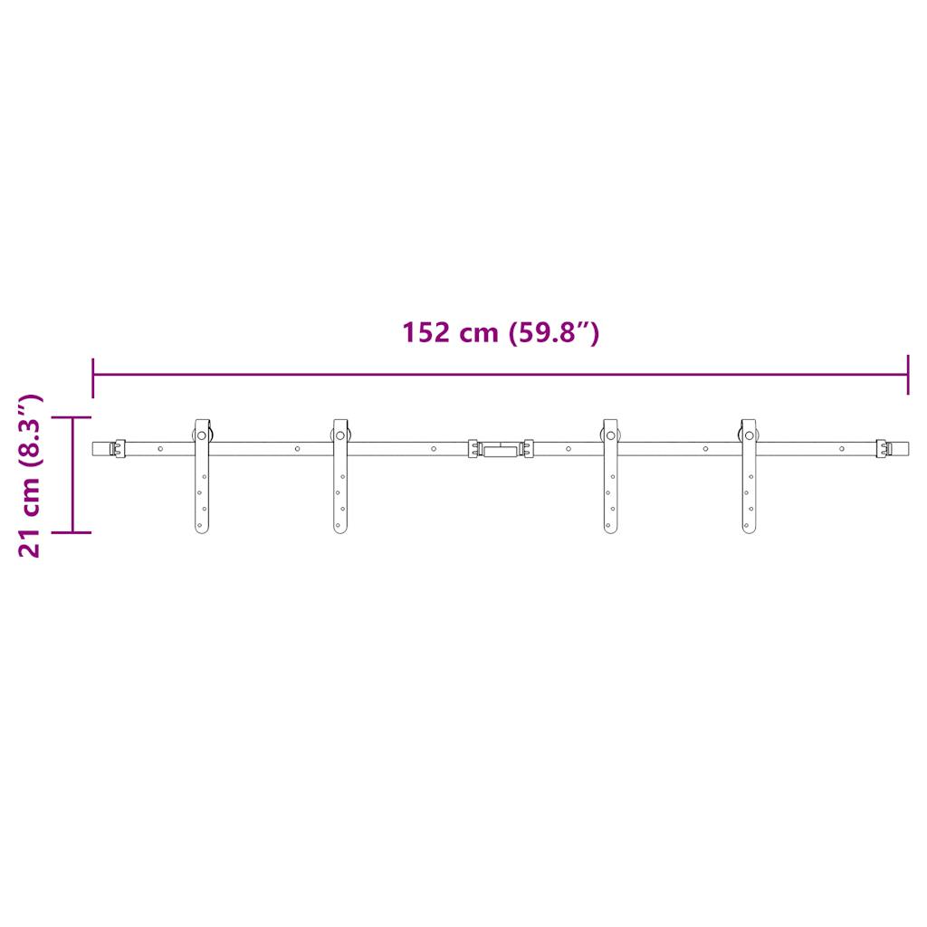 Kit de porte d'armoire coulissante 152 cm acier au carbone