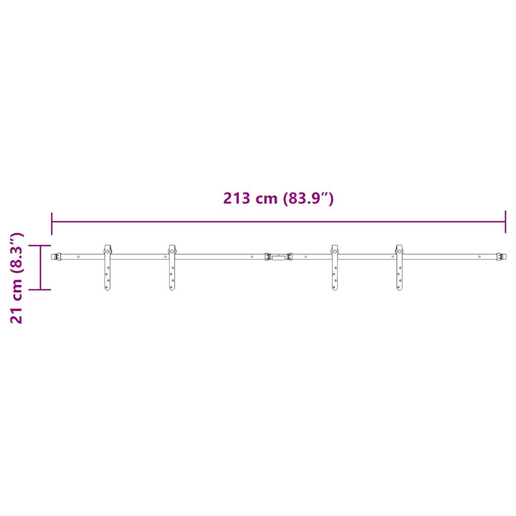 Kit de porte d'armoire coulissante 213 cm acier au carbone