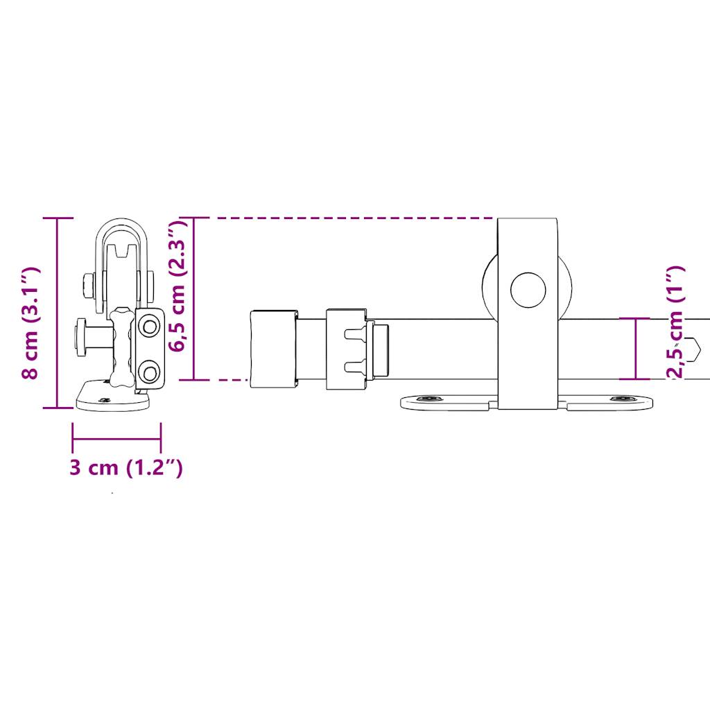 Kit de porte d'armoire coulissante 122 cm acier au carbone