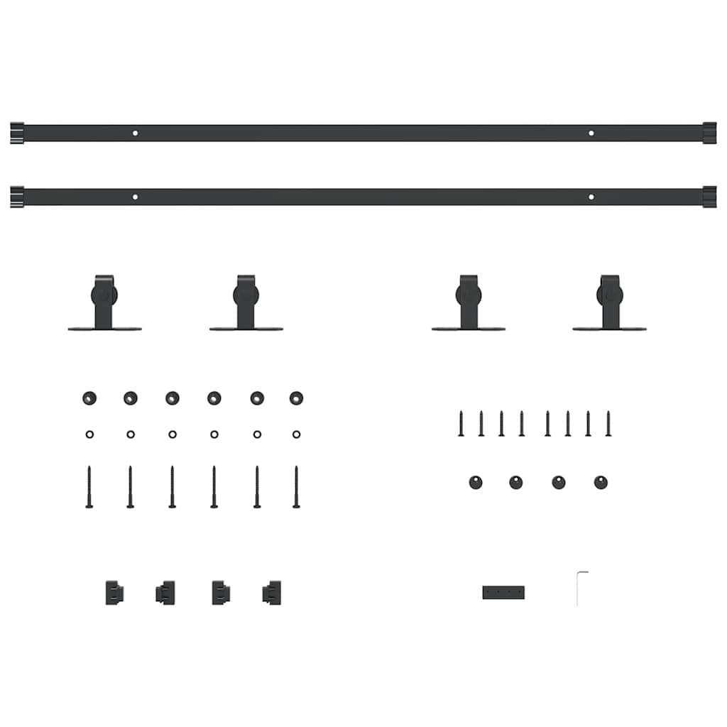 Kit de porte d'armoire coulissante 200 cm acier au carbone