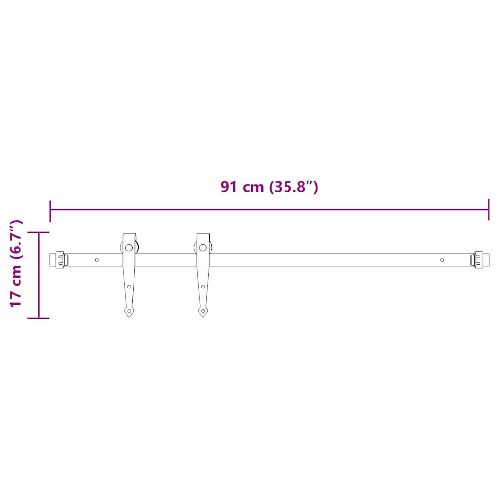 Kit de porte d'armoire coulissante 91 cm acier au carbone