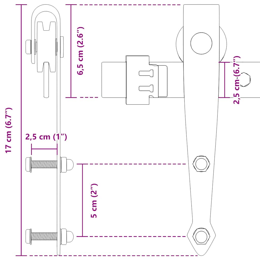 Kit de porte d'armoire coulissante 91 cm acier au carbone