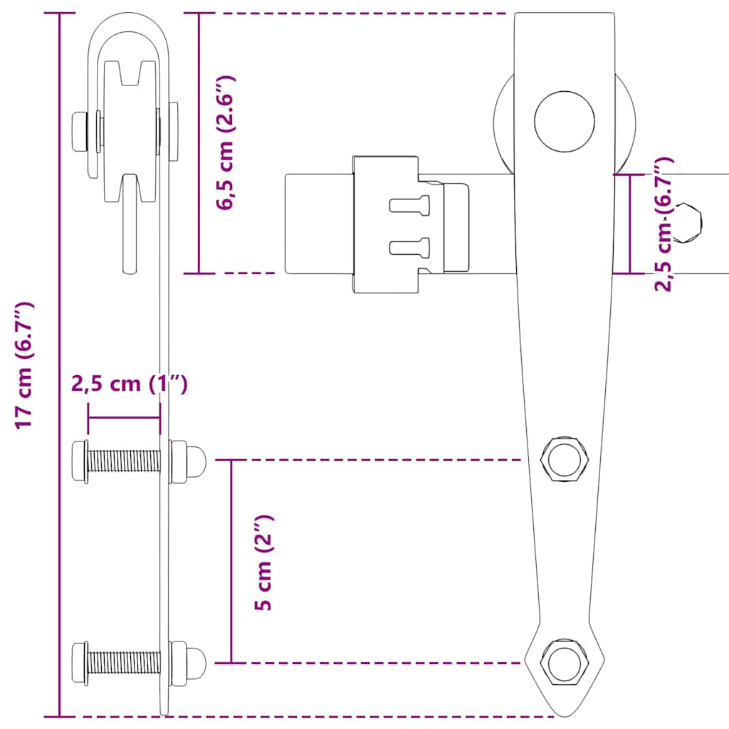 Kit de porte d'armoire coulissante 152 cm acier au carbone