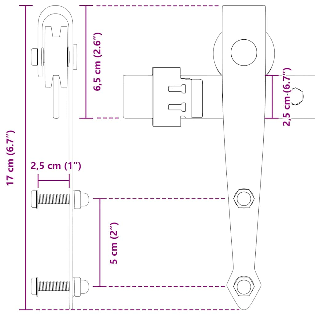 Kit de porte d'armoire coulissante 244 cm acier au carbone