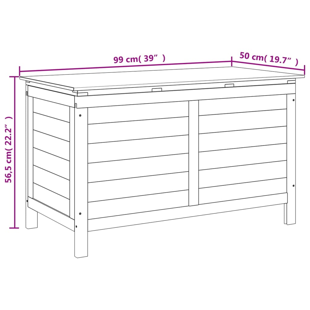 Boîte à coussins d'extérieur 99x50x56,5 cm bois de sapin massif